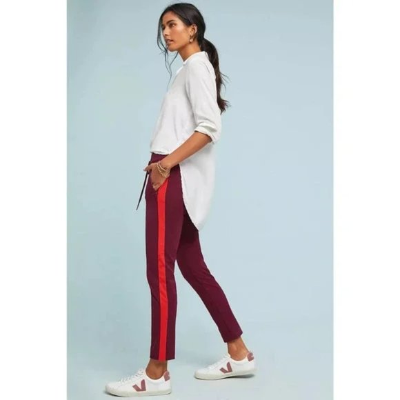 Anthropologie The Essential Slim Side Stripe Trousers EUC Size 0 - Picture 2 of 12